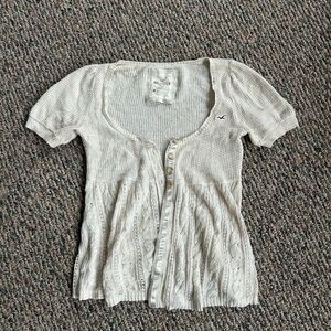 Hollister Women's Ivory Knit Button-Up Blouse